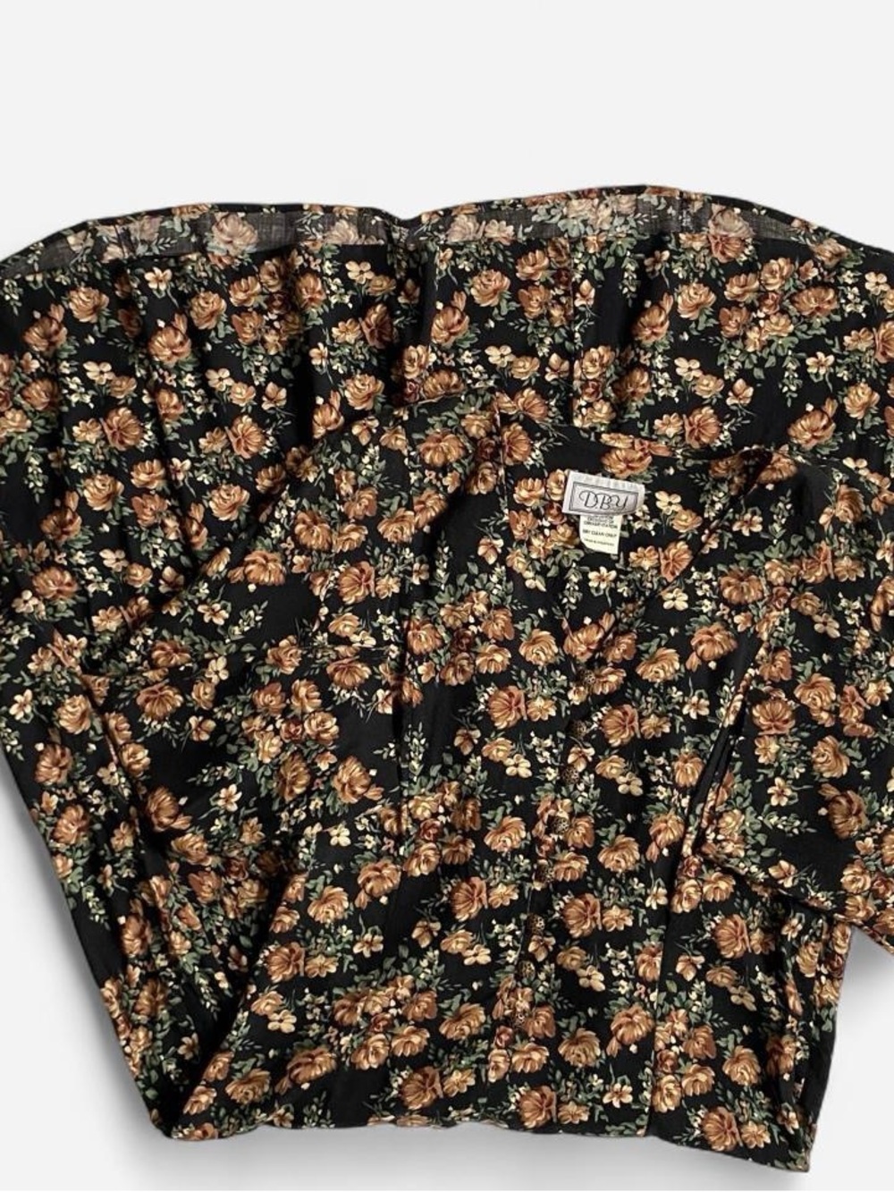 Vintage 90s black floral long sleeve maxi dress
